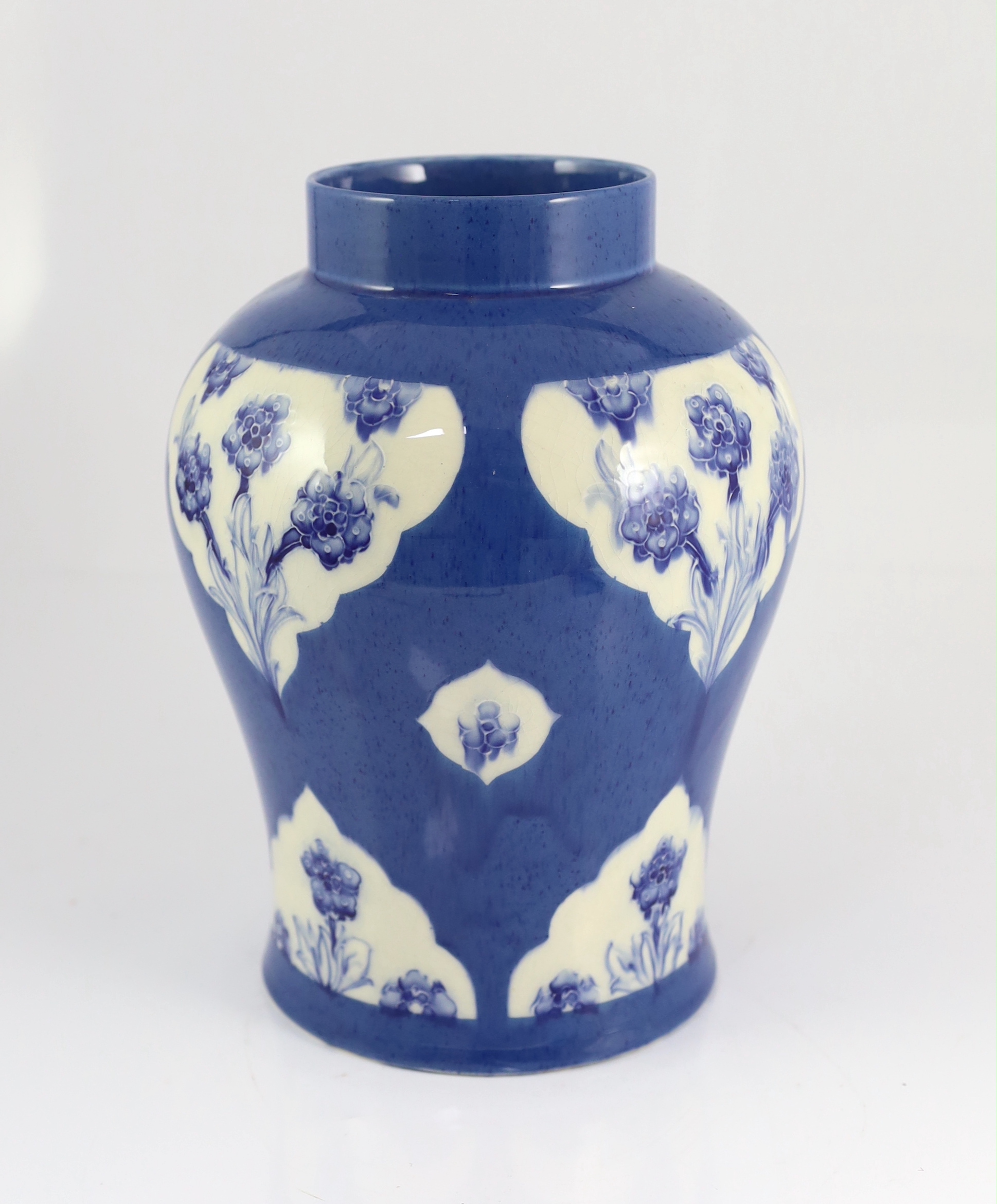 A Moorcroft late Florian forget-me-nots powder blue temple jar